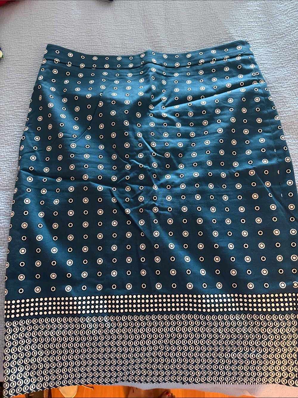 J. Crew Women's Navy Dot-Print Pencil Skirt, Size 12 Tall
